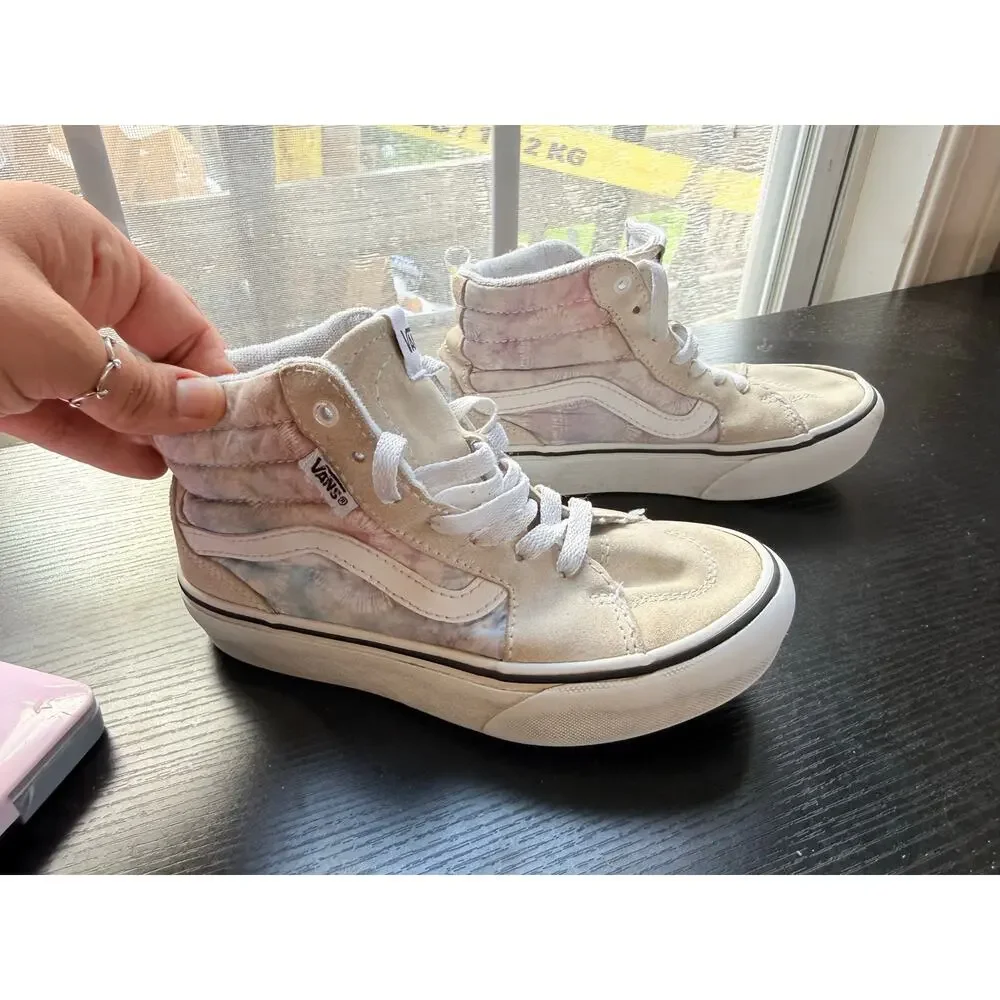 Vans Sk8-Hi Tie Dye Pastel Suede Canvas Sneakers Youth size 1 Skate Shoes
